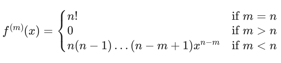 mth derivative of x^n
